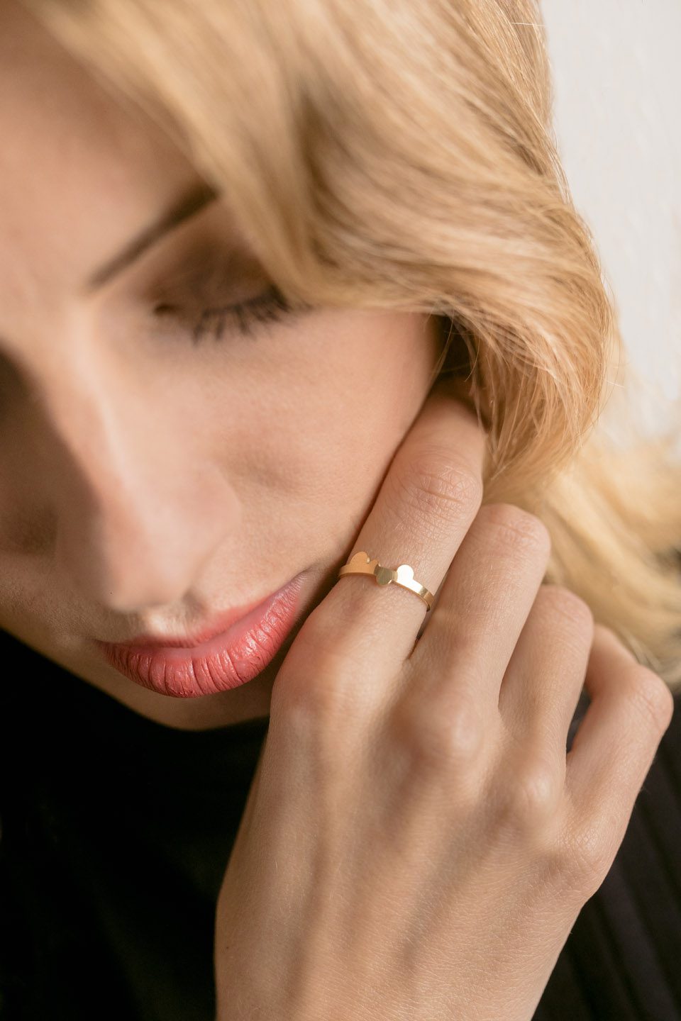 Anillo Fino burbujas EPD chapado oro 24k