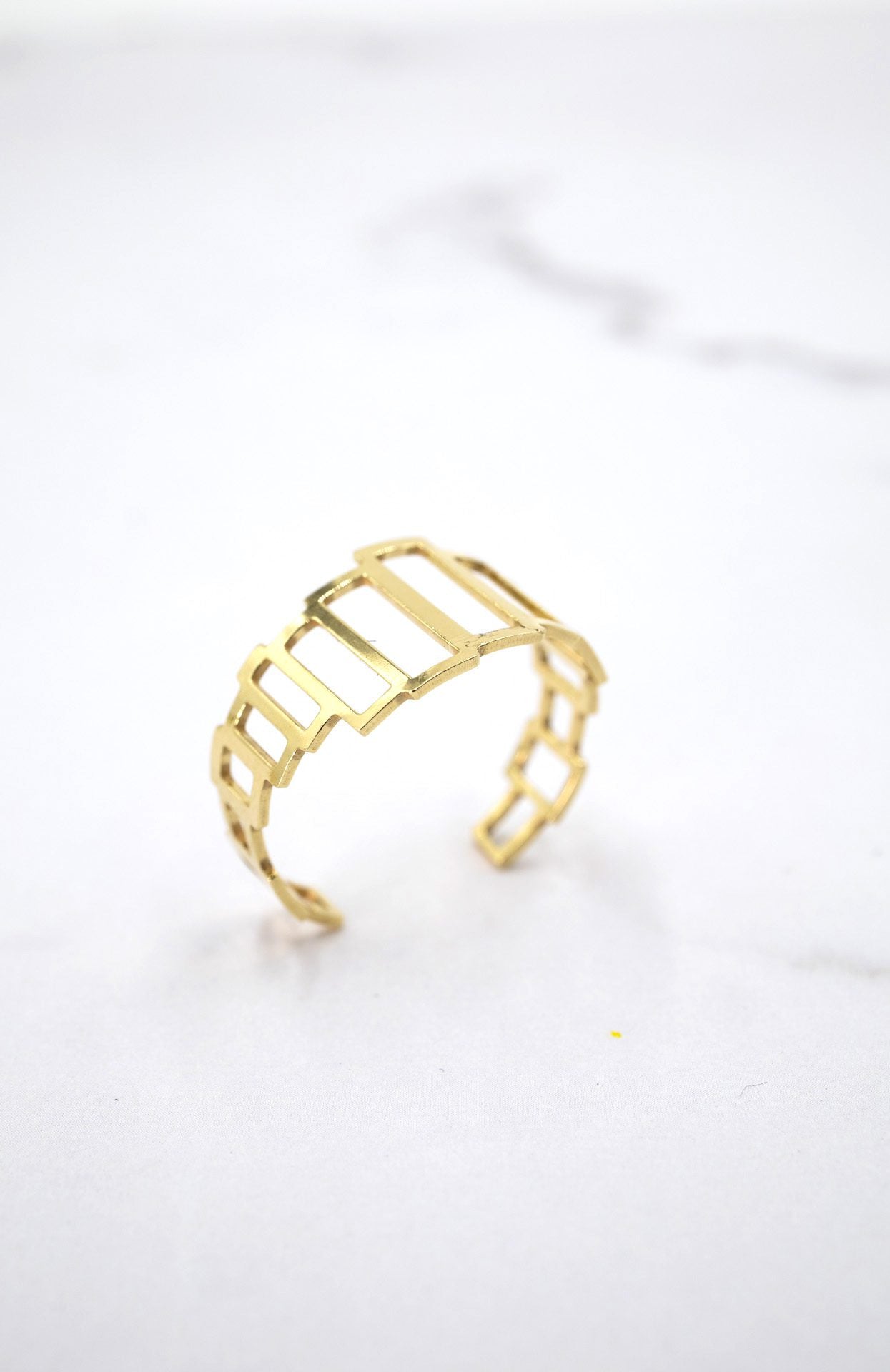 Anillo Rectángulos EPD chapado oro 24k