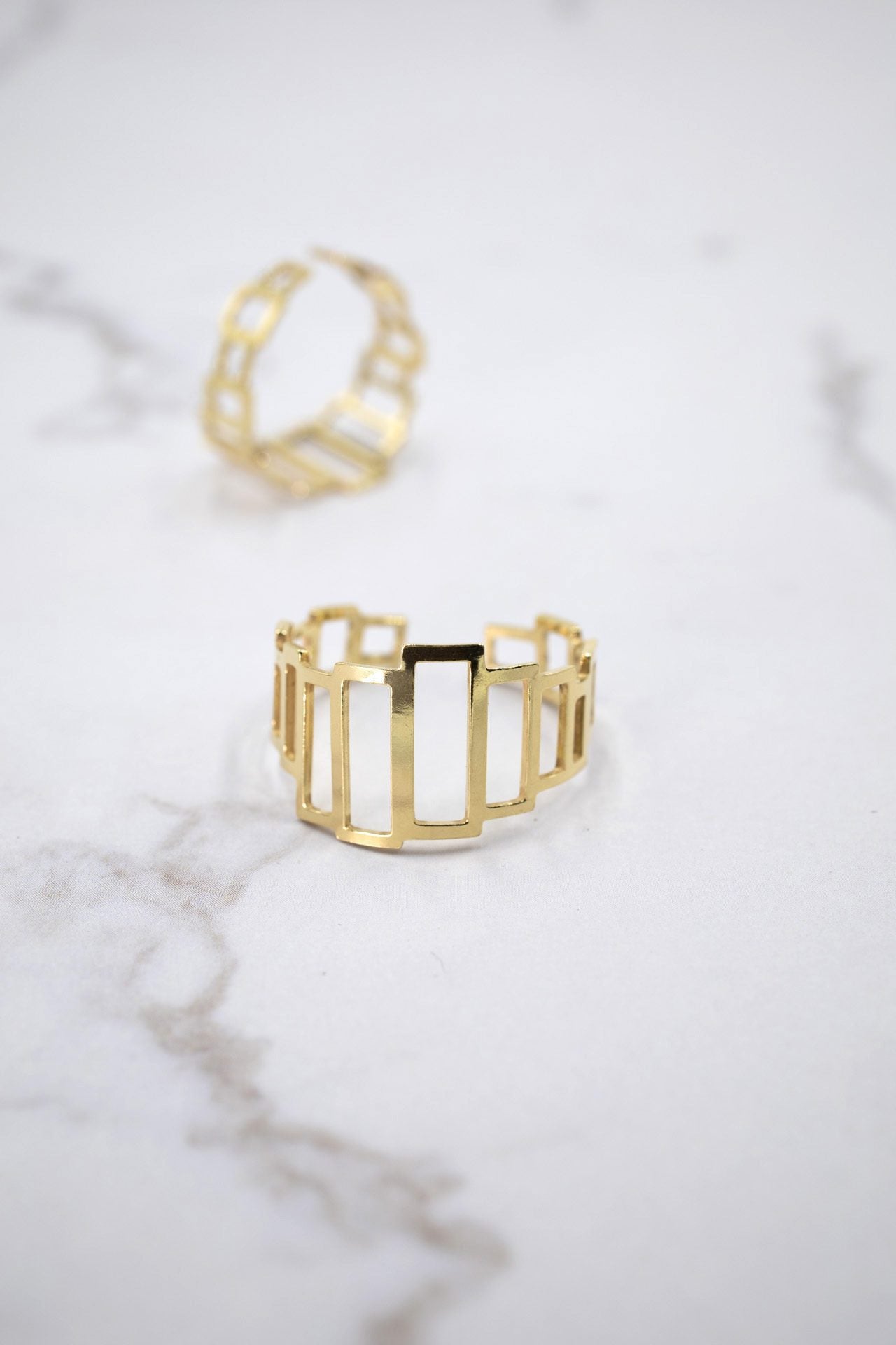 Anillo Rectángulos EPD chapado oro 24k