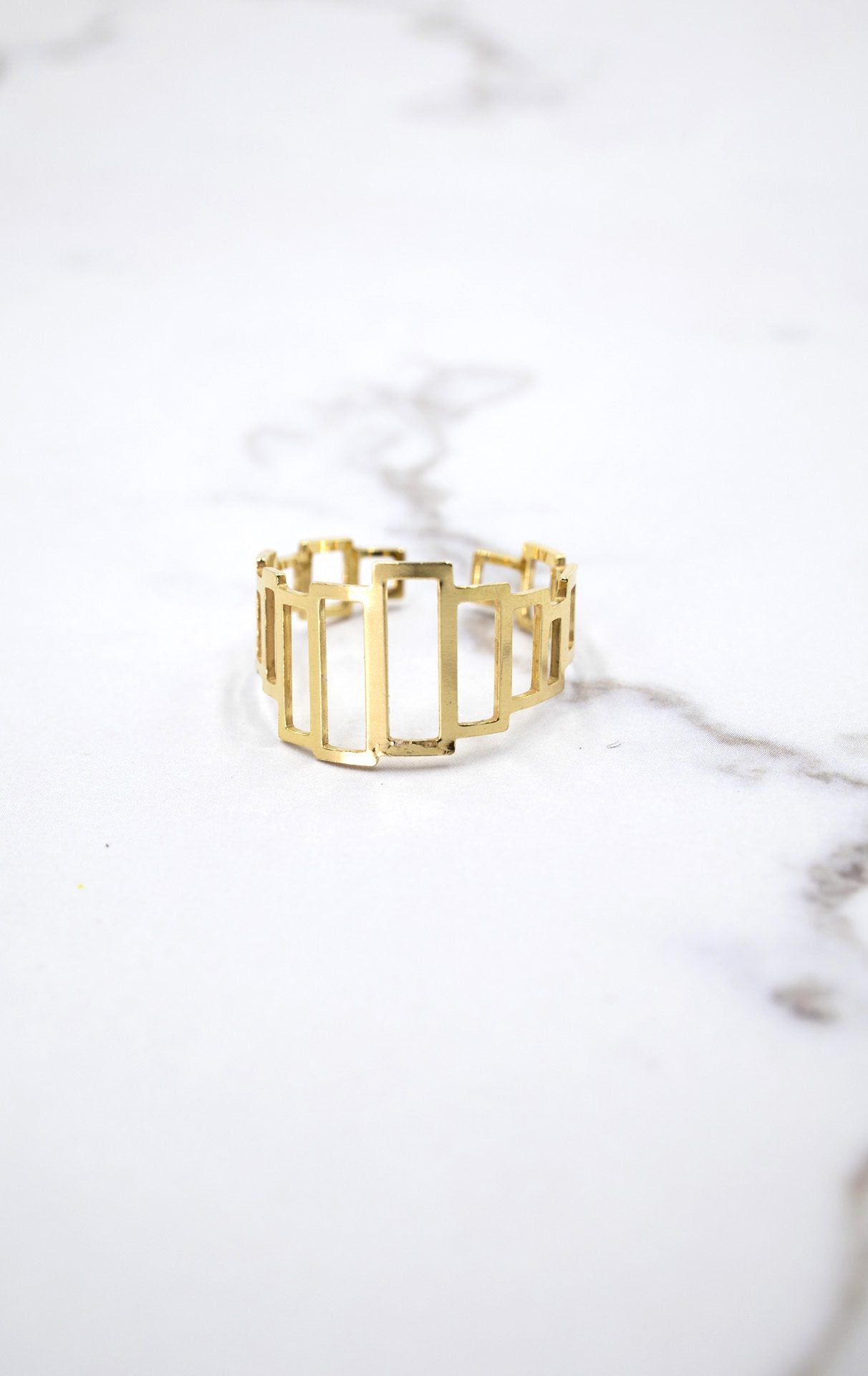 Anillo Rectángulos EPD chapado oro 24k