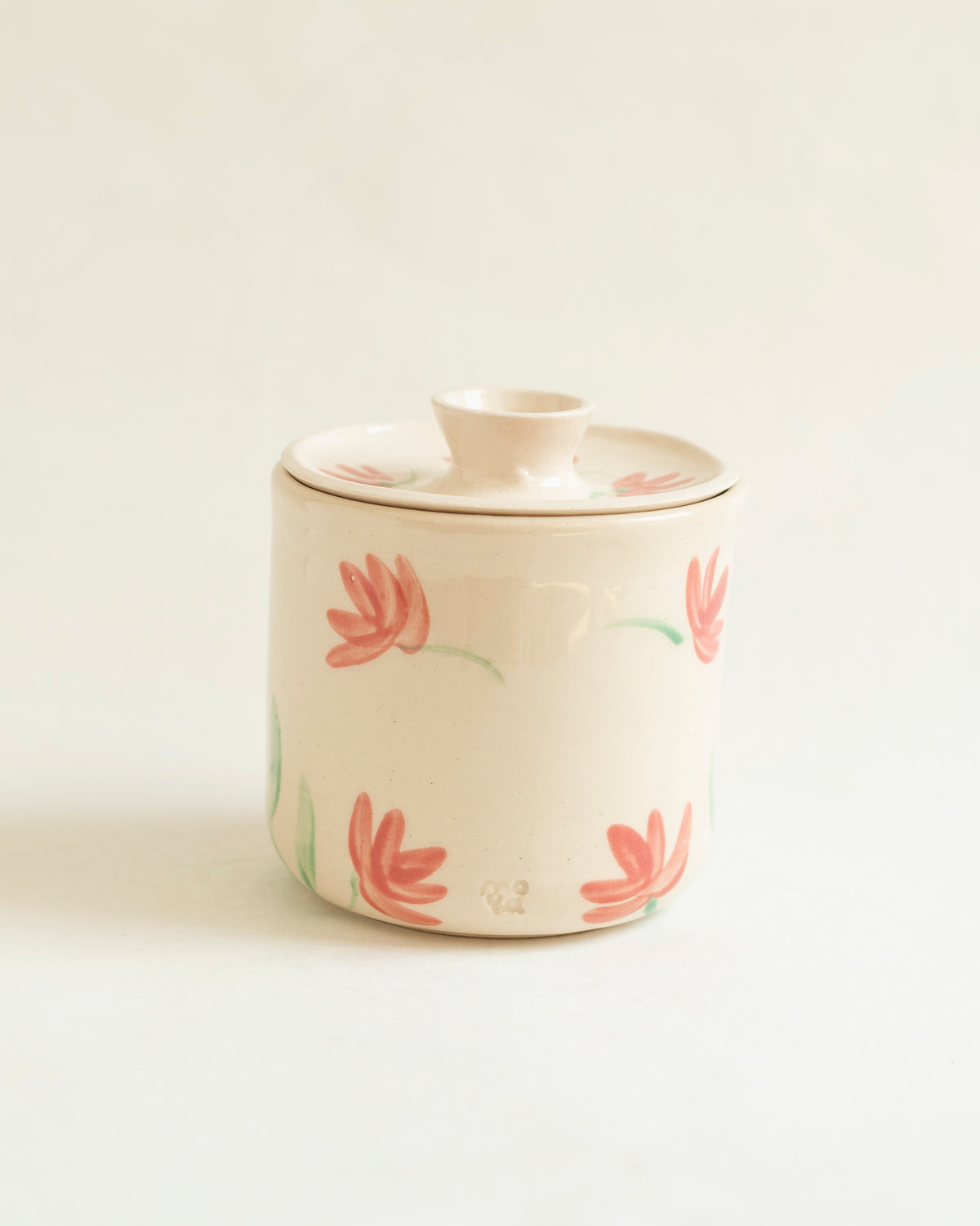 Tarro con tapa Flores rosa
