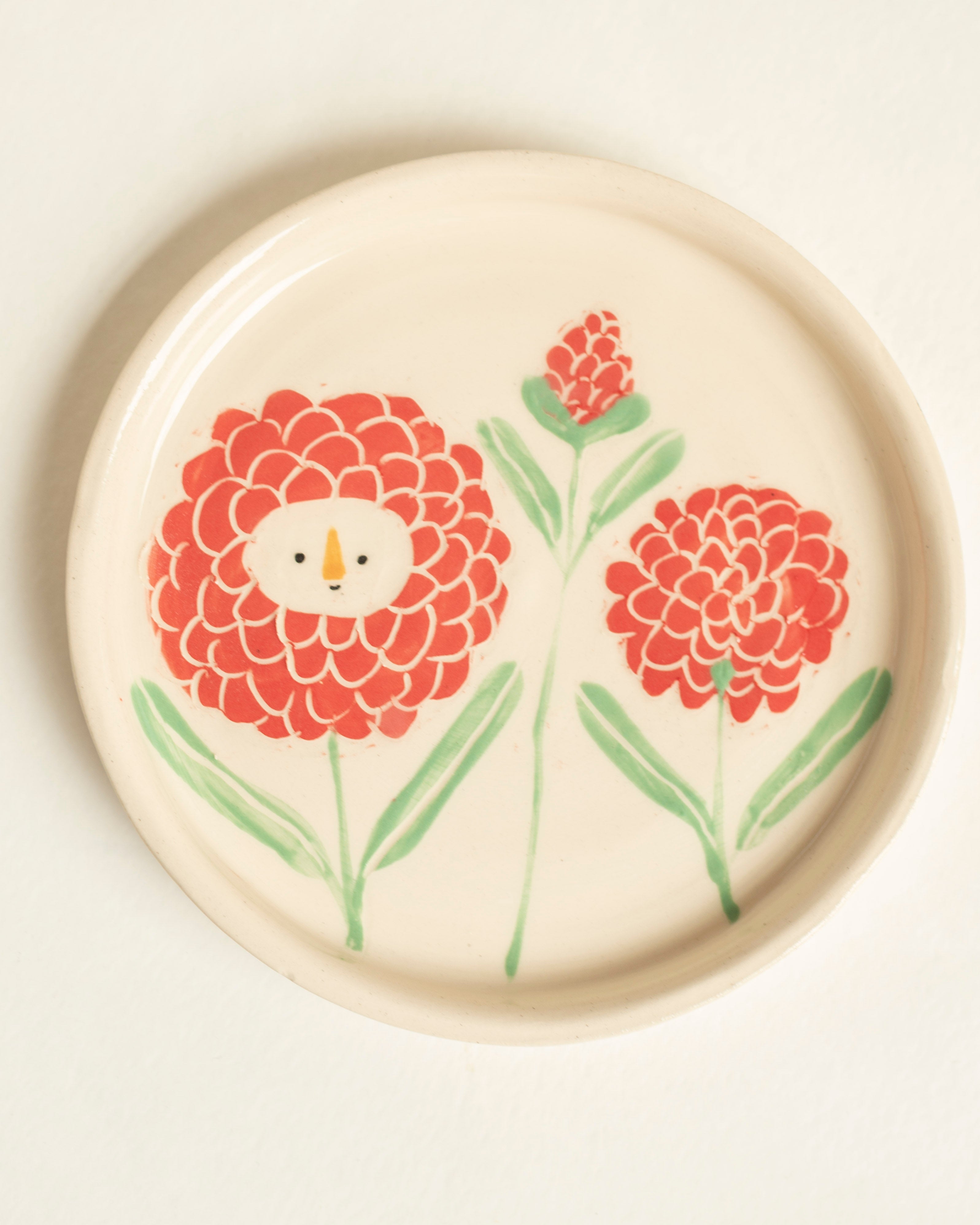 Plato Crisantemo rojo