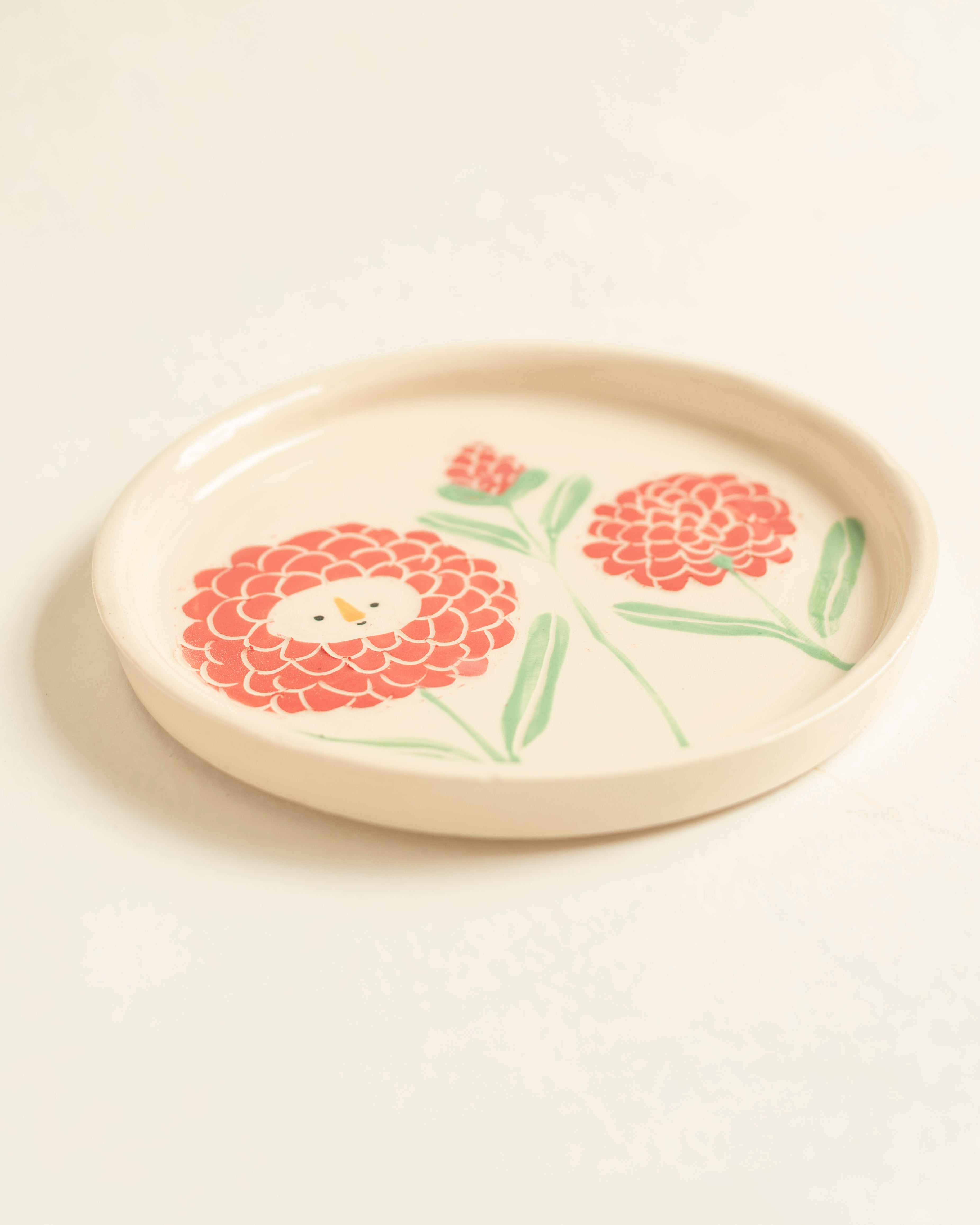 Plato Crisantemo rojo