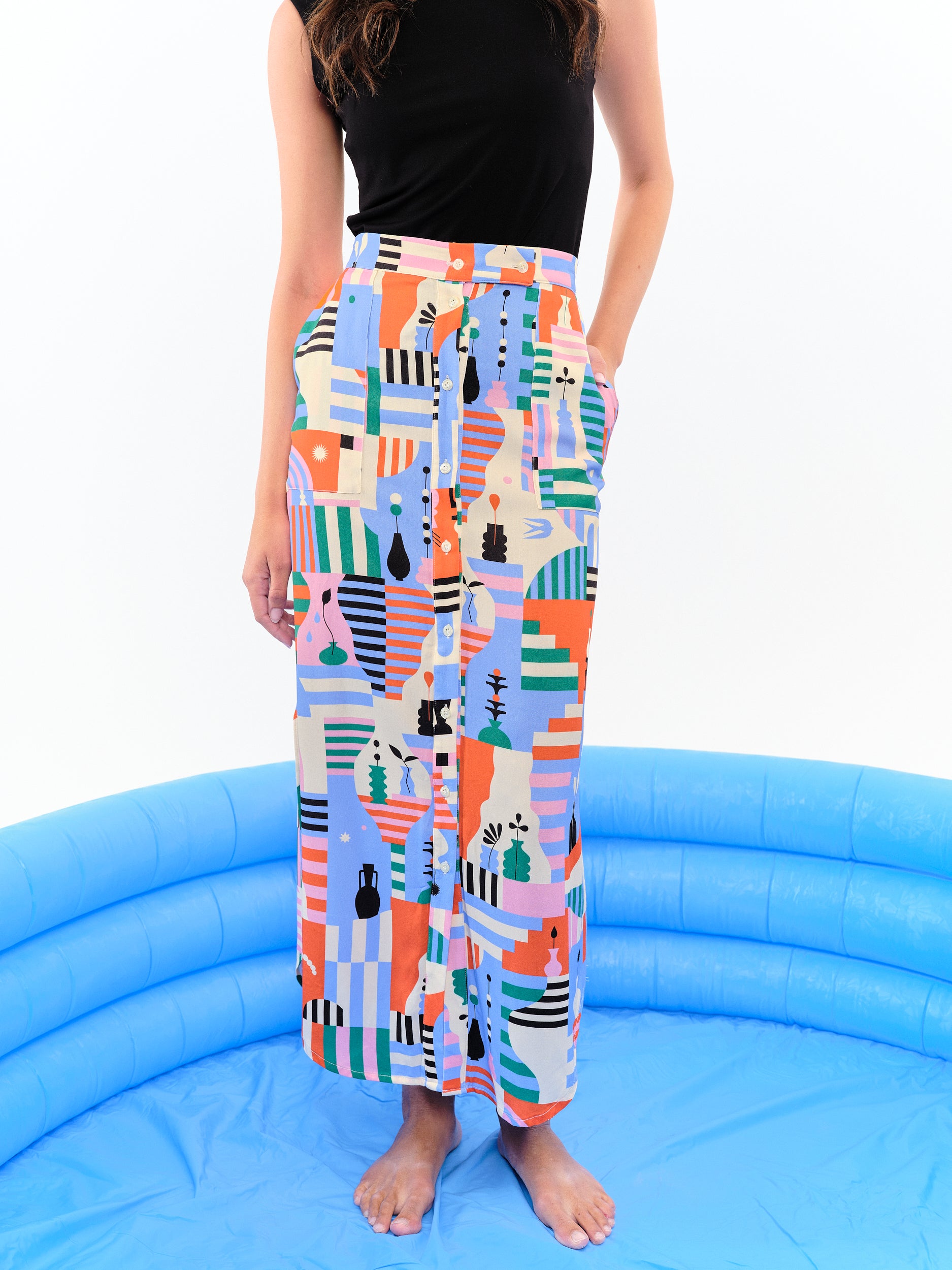 Falda Buganvilla naranja