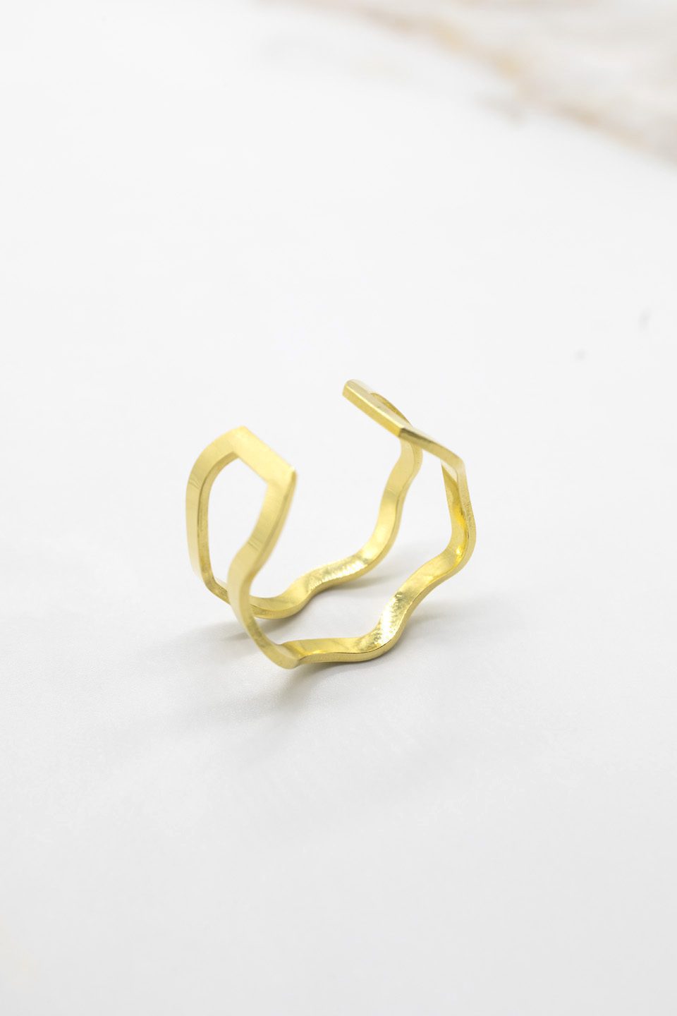 Anillo Onda EPD chapado oro 24k