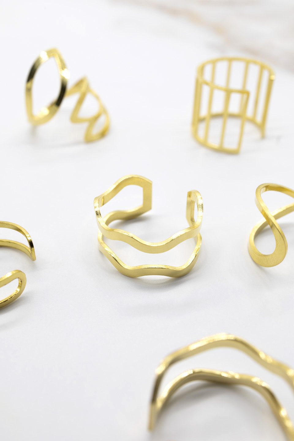 Anillo Onda EPD chapado oro 24k