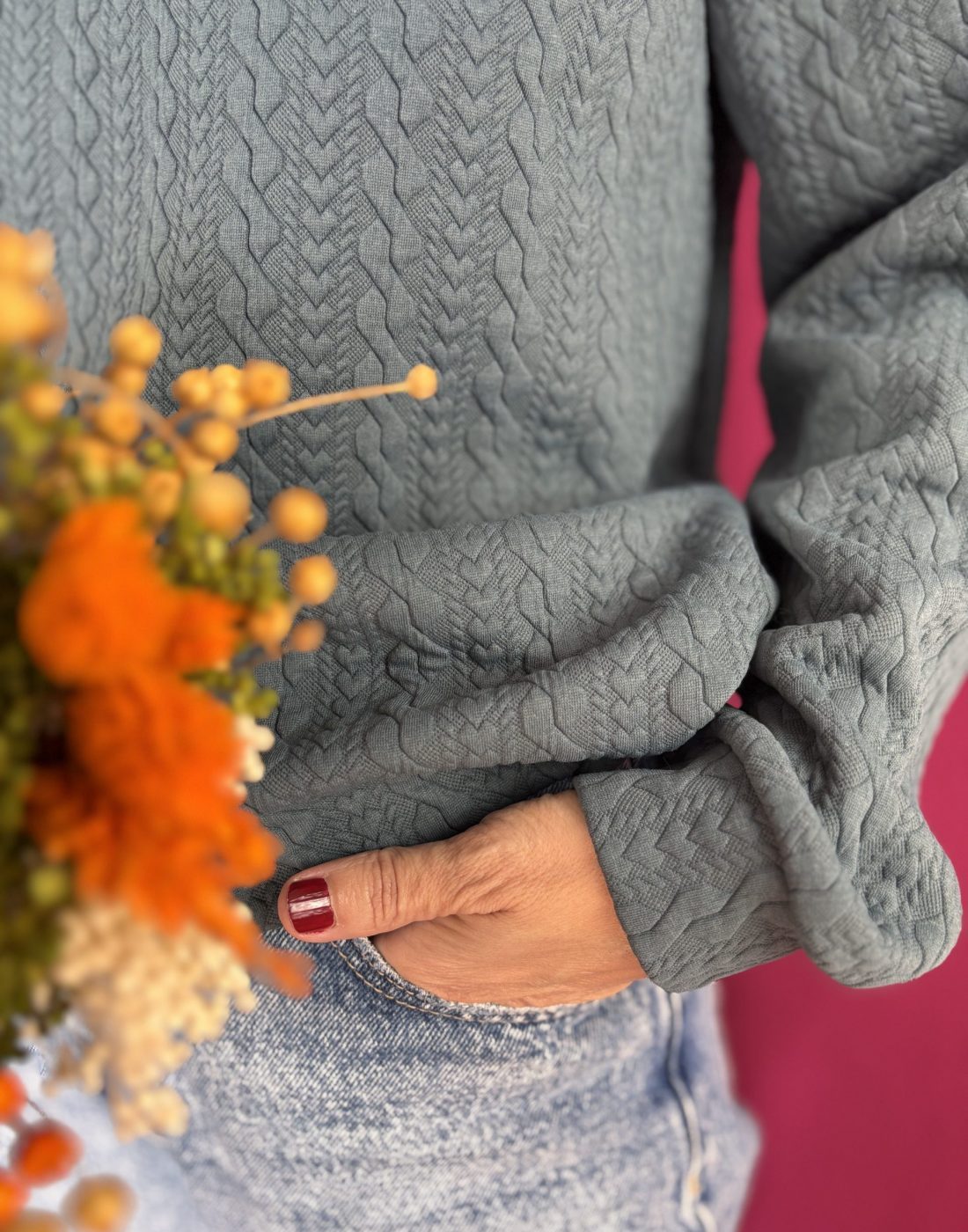 Sudadera Button Petroleo