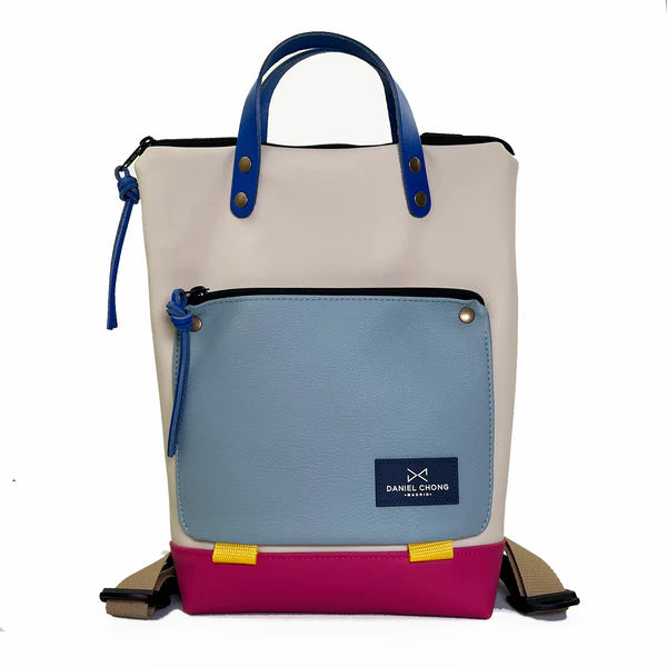 Mochila Book Holder Mini Marfil/Celeste