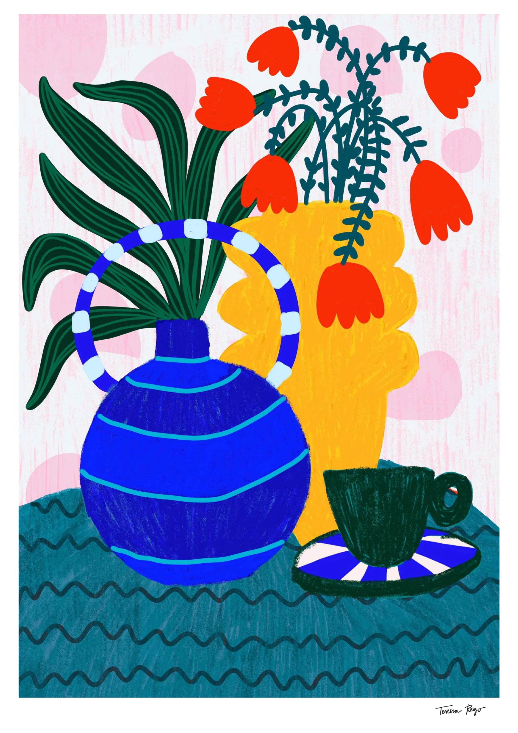 Lámina Tulipanes & cafe