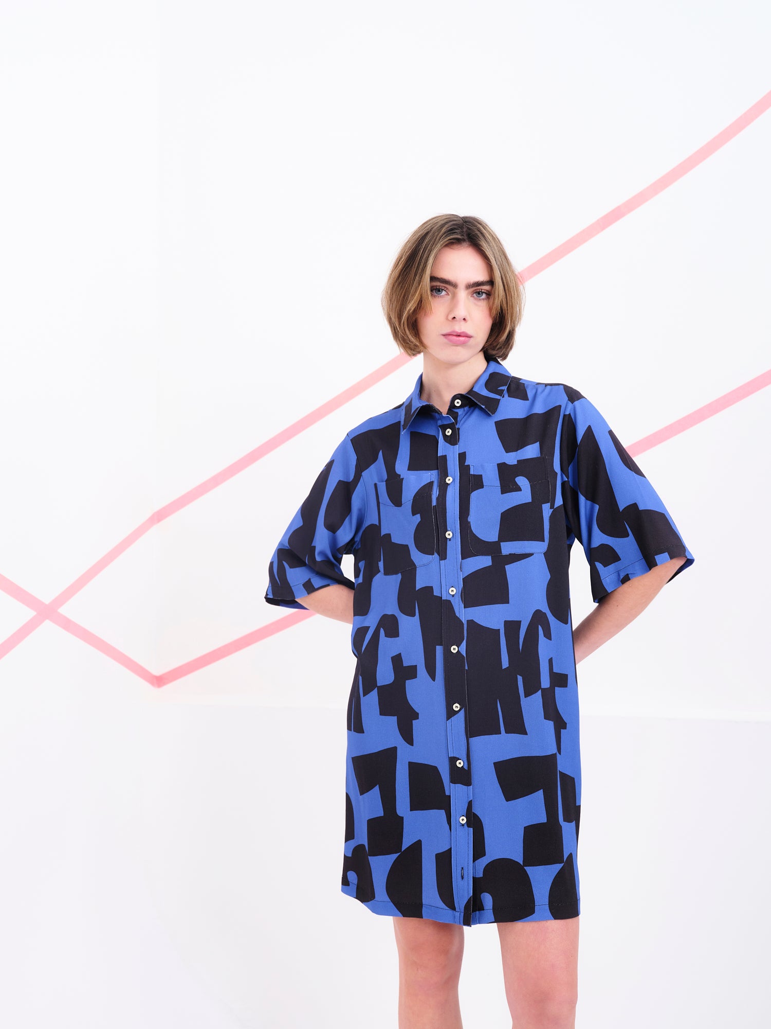 Vestido Coppola azul abstracto