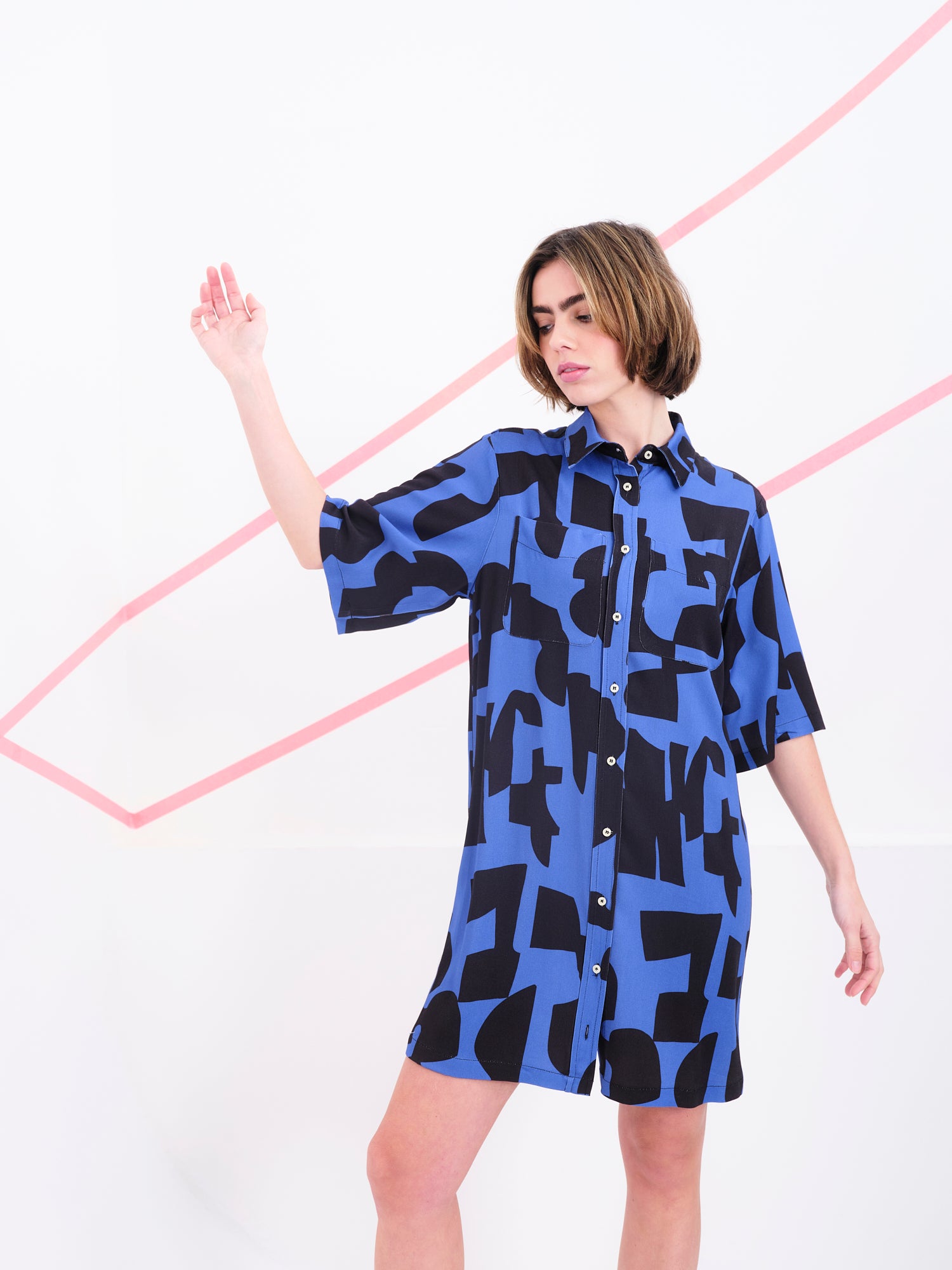 Vestido Coppola azul abstracto