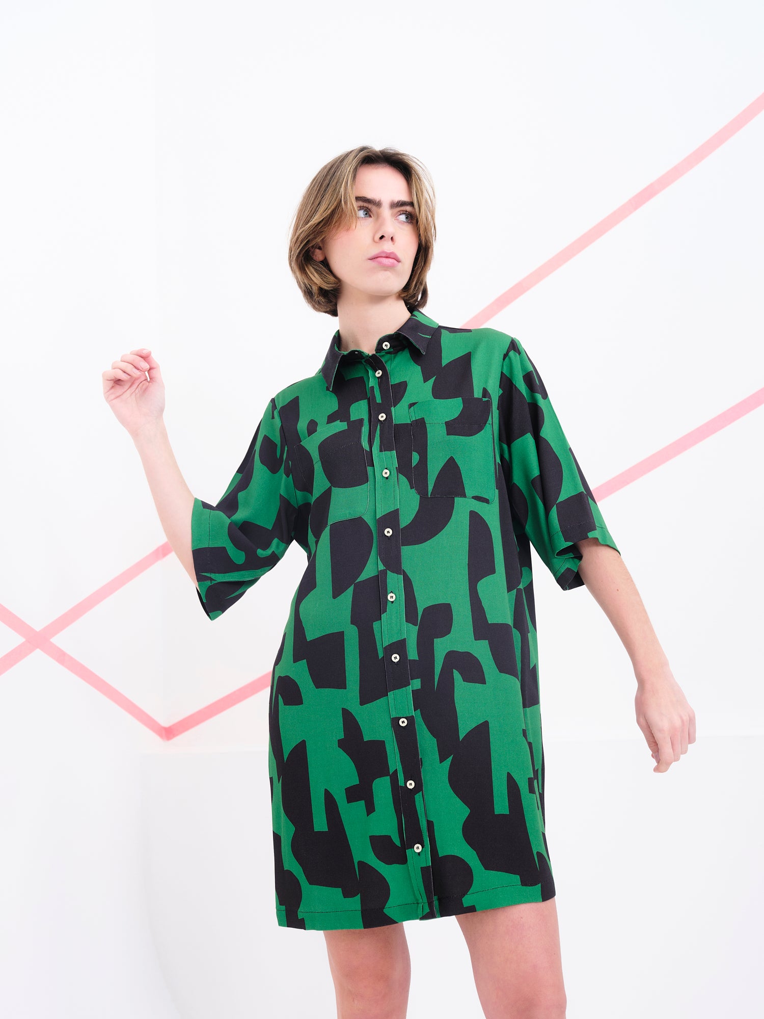 Vestido Coppola verde abstracto