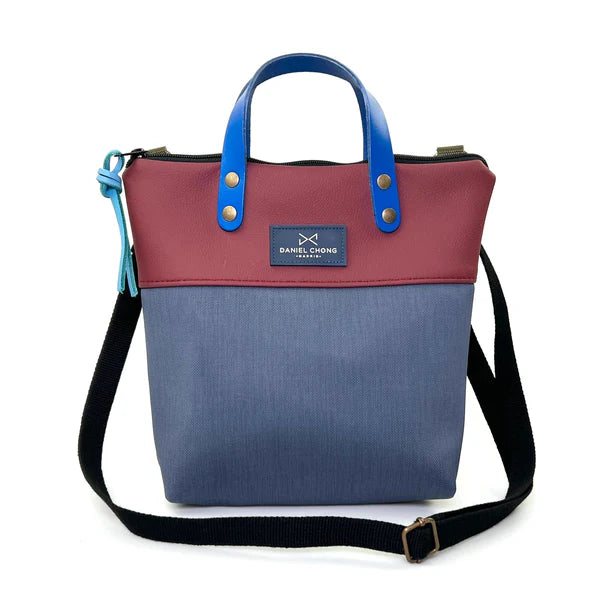 Bandolera Mini con asas Bordo/Azul