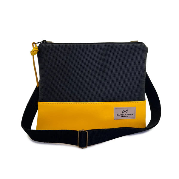 Bandolera Mini Cuadrada Negro/Amarillo