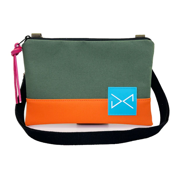 Mini shoulder bag, green canvas