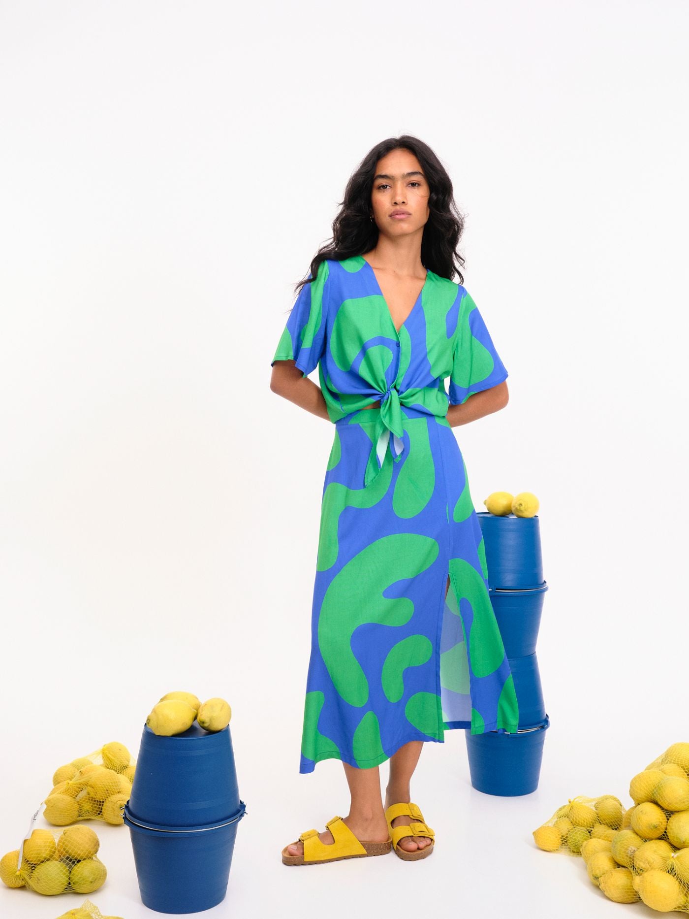 Falda Alonnah azul/verde