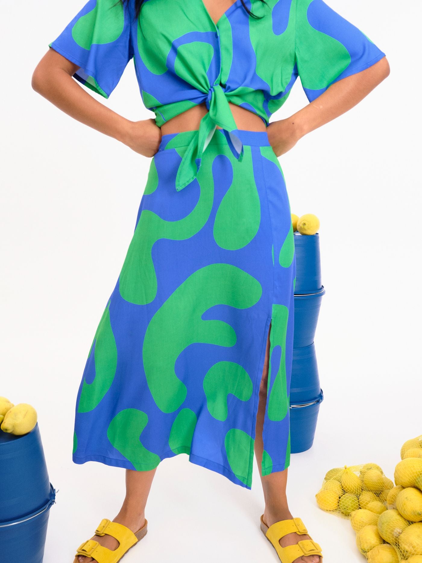 Falda Alonnah azul/verde