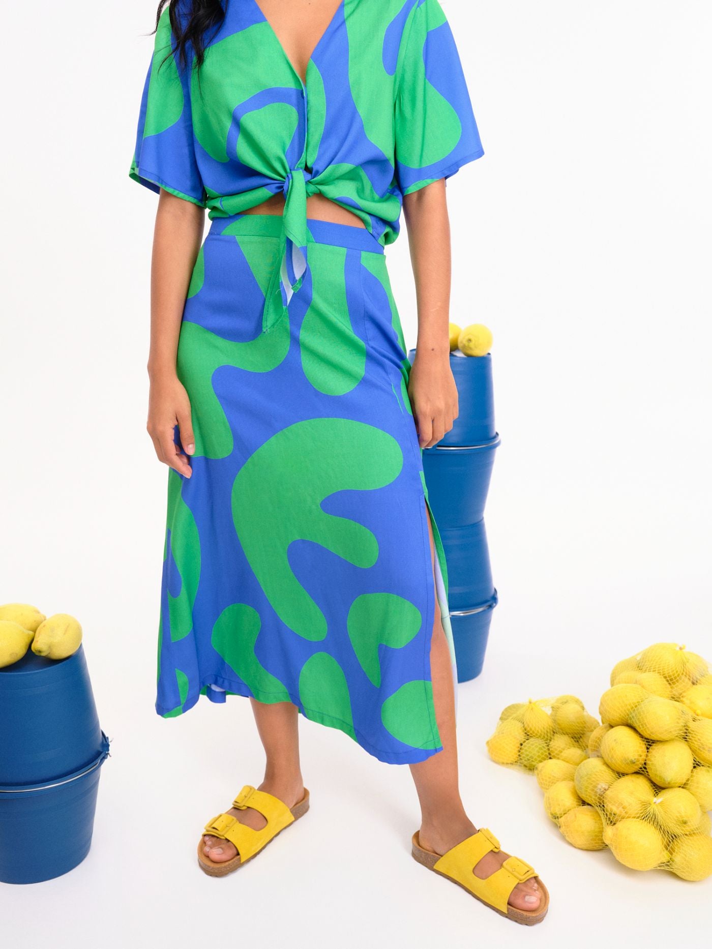 Falda Alonnah azul/verde