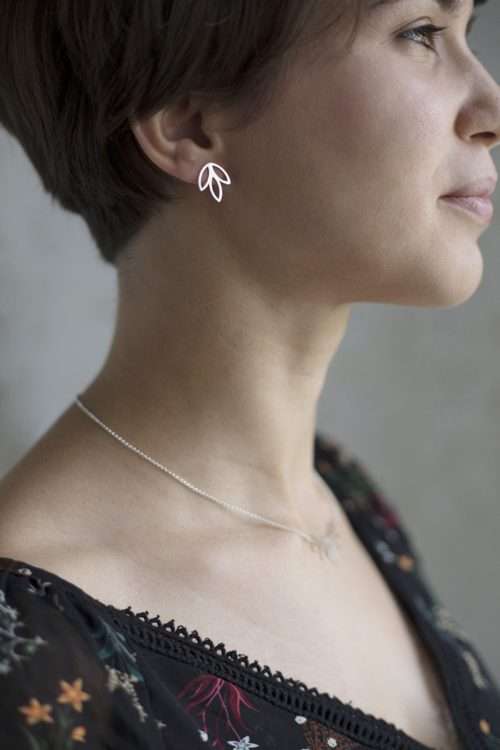 Pendientes plata hoja