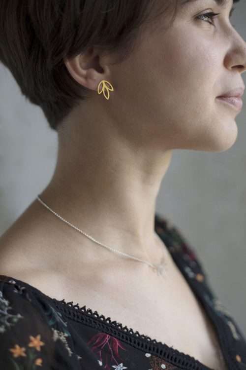 Pendientes oro hoja