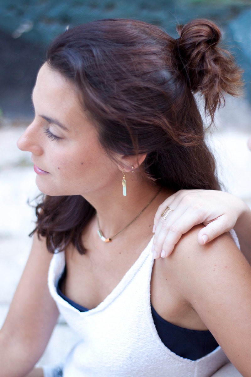 Minimalist rectangle earrings. COLOR STICK EARRINGS. Different colors.