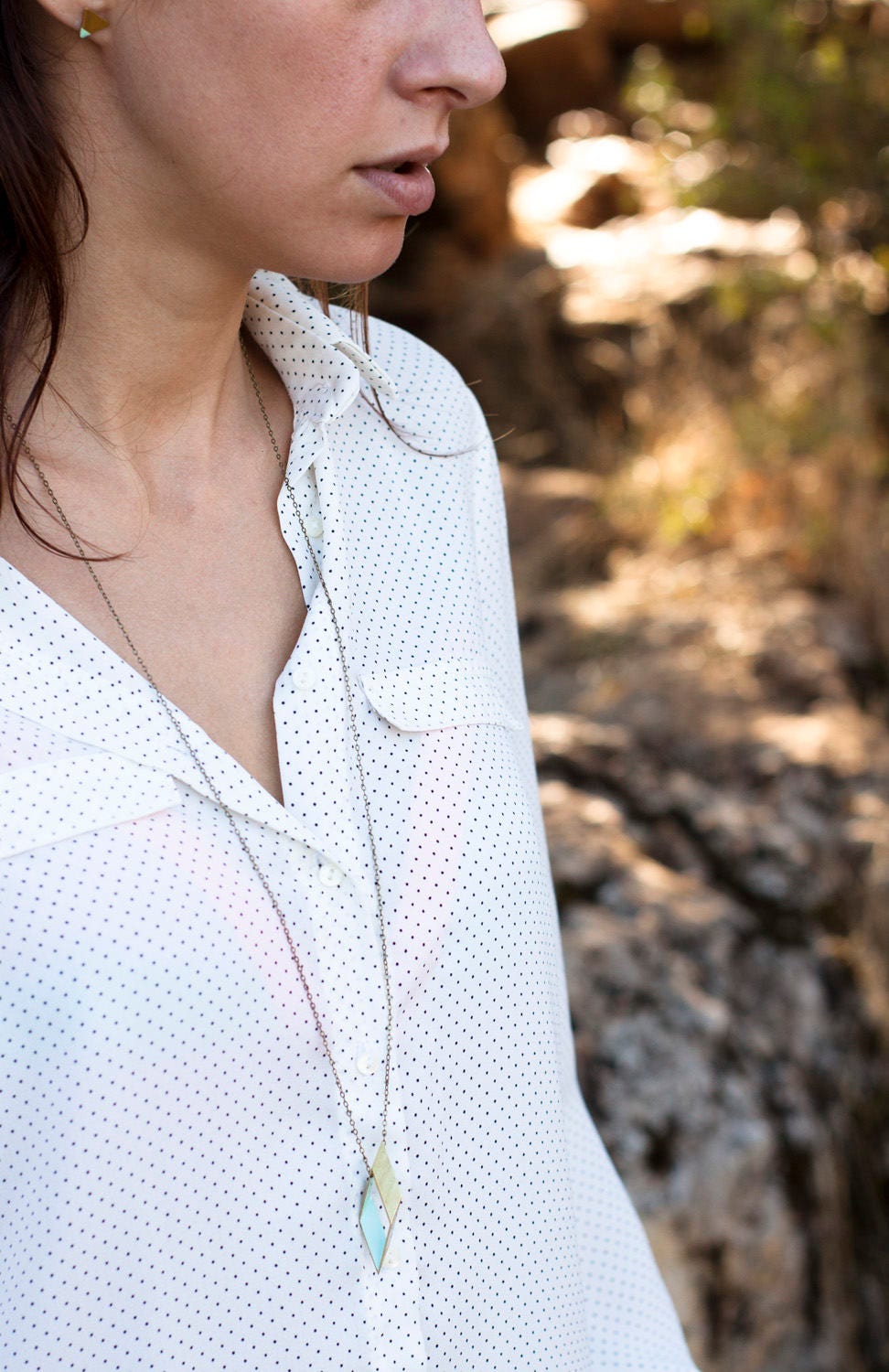 Minimalist necklace. RHOMBUS. Rhombus color necklace. Simple and elegant handmade piece.