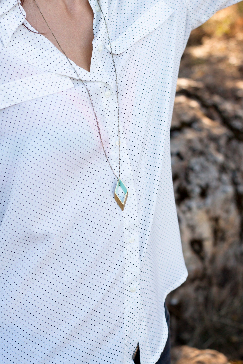 Minimalist necklace. RHOMBUS. Rhombus color necklace. Simple and elegant handmade piece.