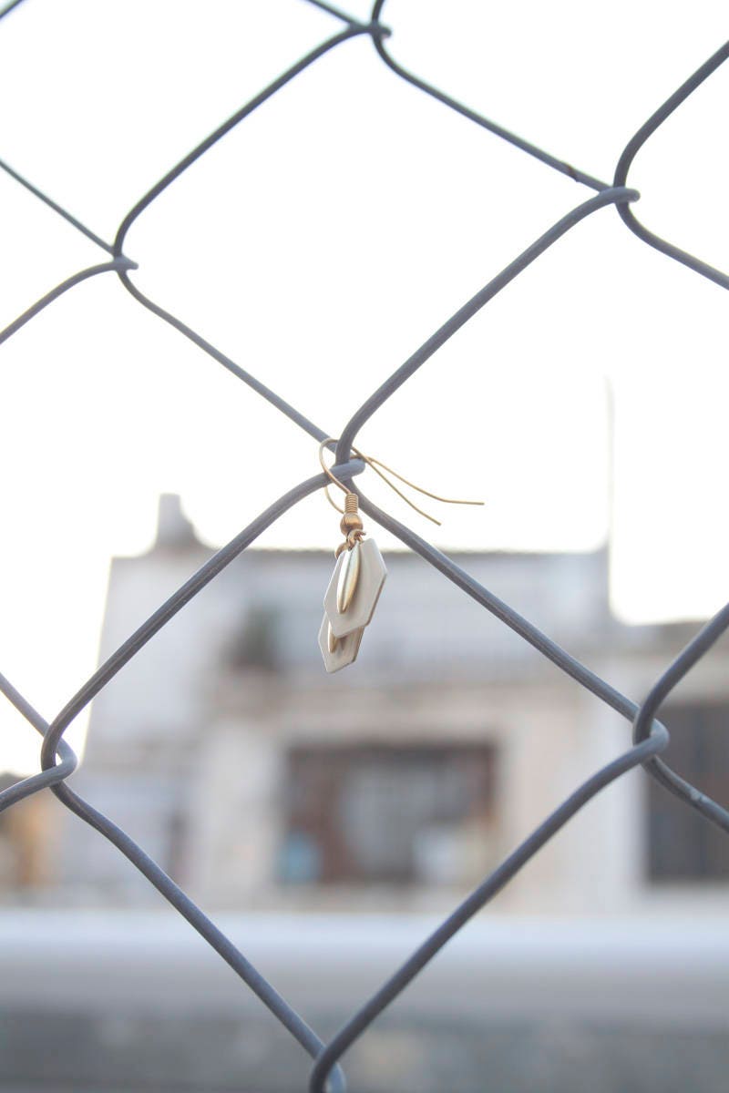 Hexagonal earrings. Minimalist earrings in different colors.