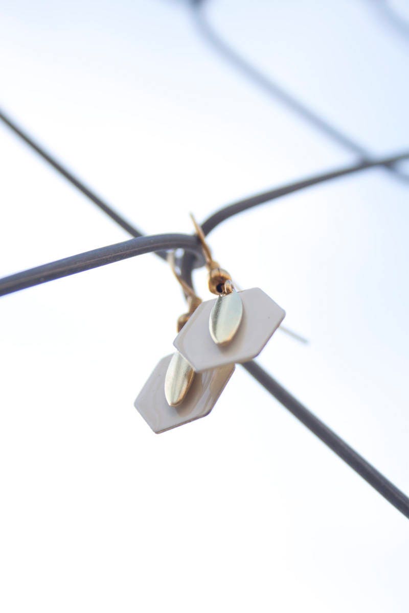 Hexagonal earrings. Minimalist earrings in different colors.