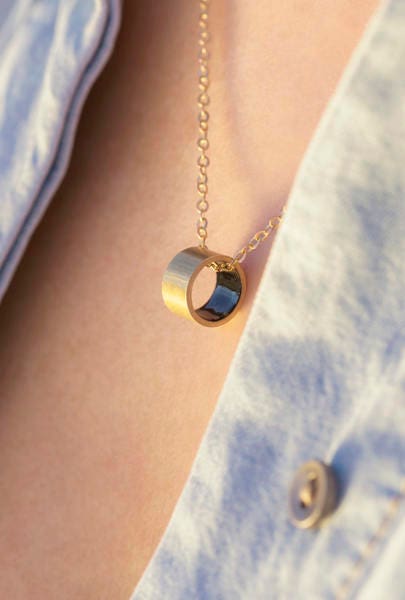 CYLINDER, Tiny and Minimalist necklace. Geometric small necklace, simple and modern. Minimal jewelry.