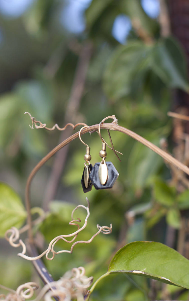 Hexagonal earrings. Minimalist earrings in different colors.
