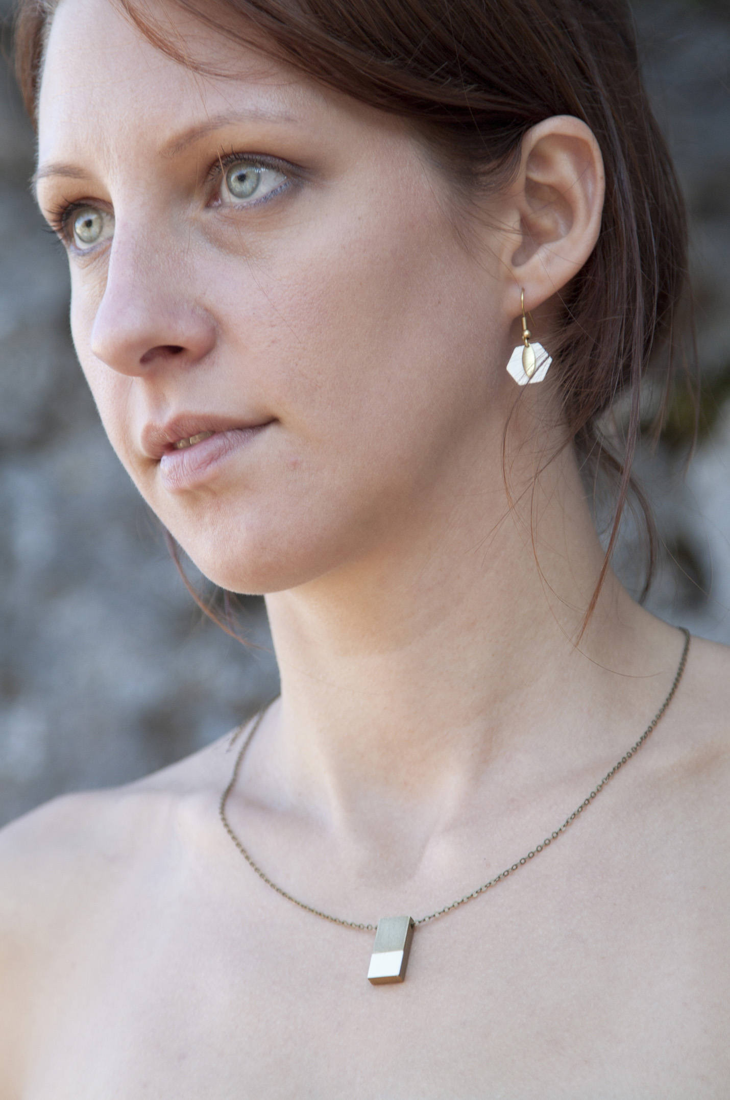 Hexagonal earrings. Minimalist earrings in different colors.