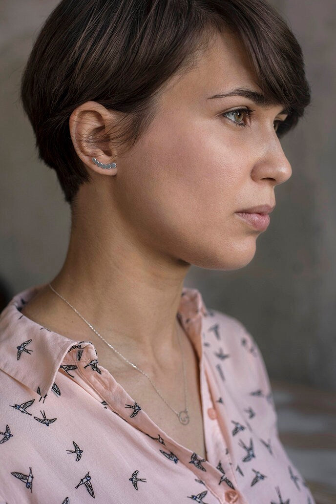 GOLD plated Silver Ear Climber Earrings - Ear Climbers - Silver Earrings - Ear Crawlers - minimalistic - Long Earrings gold plated