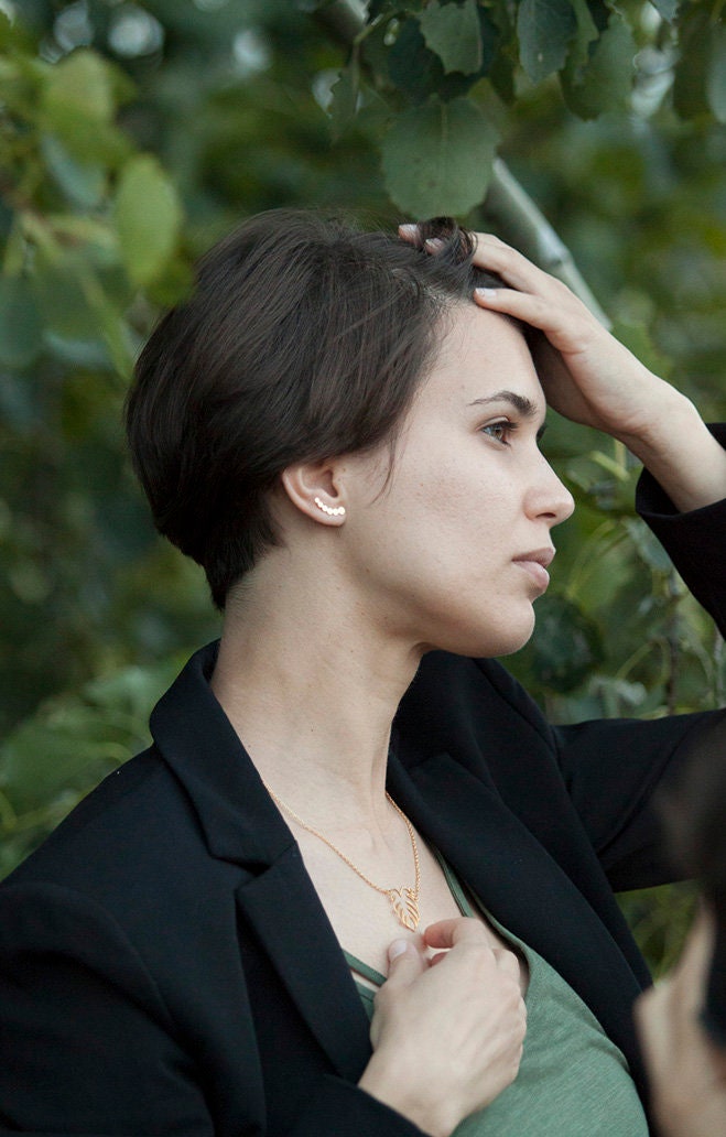 GOLD plated Silver Ear Climber Earrings - Ear Climbers - Silver Earrings - Ear Crawlers - minimalistic - Long Earrings gold plated