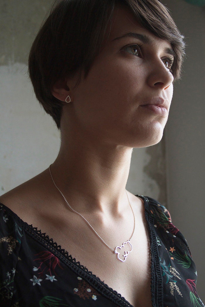 SILVER necklace CLOUD. Sterling Silver 925. Delicate and elegant piece perfect for gifts.