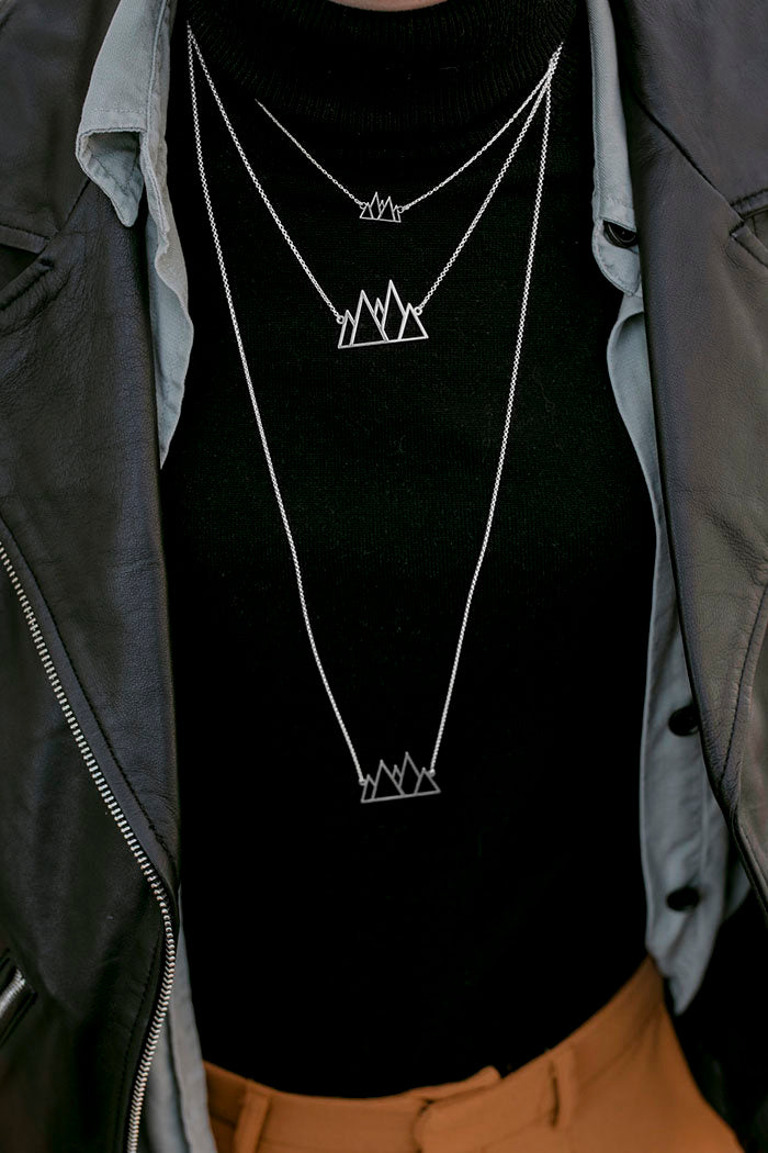 SILVER necklace MOUNTAINS necklace. Sterling Silver 925. Delicate and elegant piece perfect for gifts.