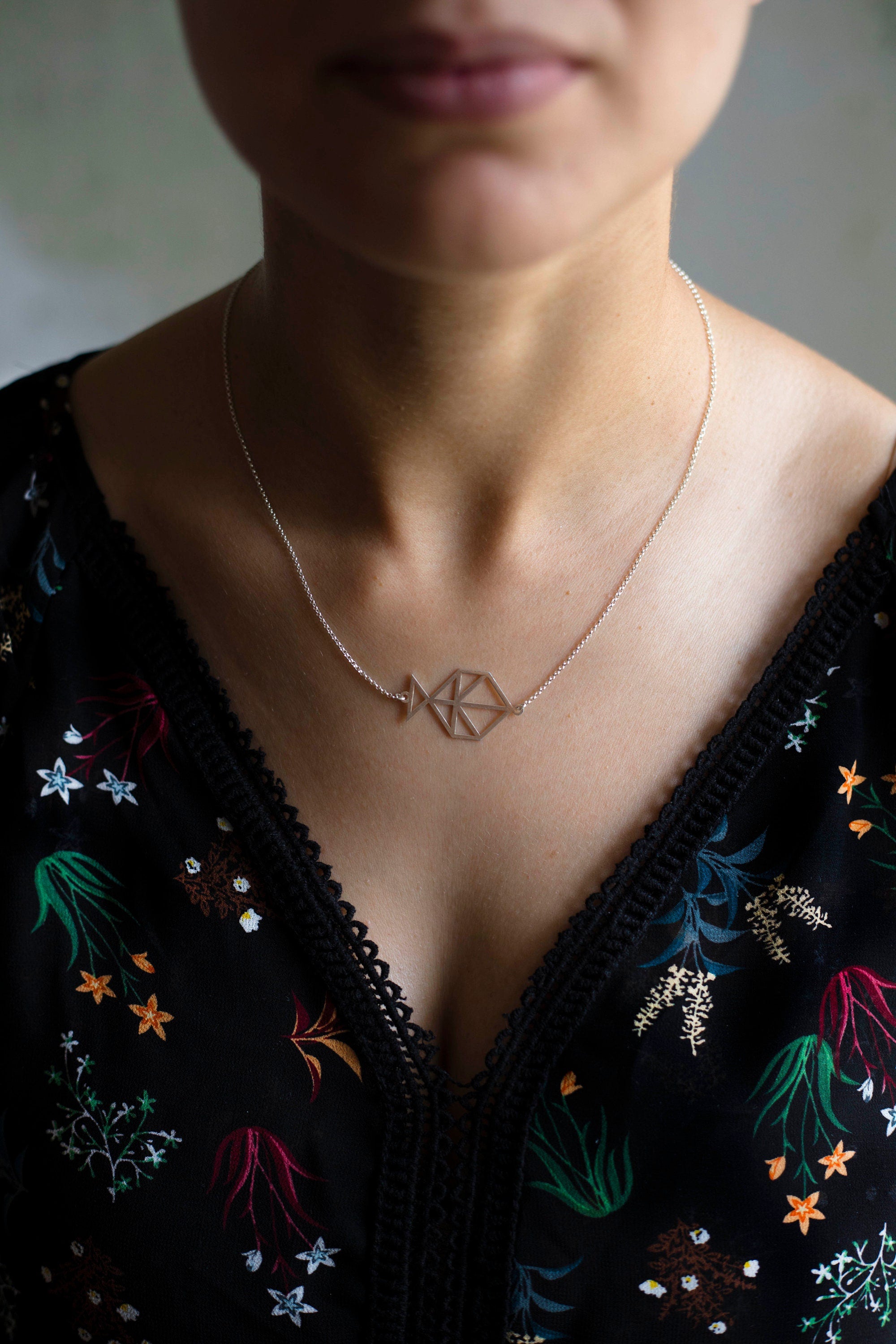 SILVER. Minimal & handmade FISH necklace. Sterling Silver 925. Delicate and elegant piece, perfect for gifts.