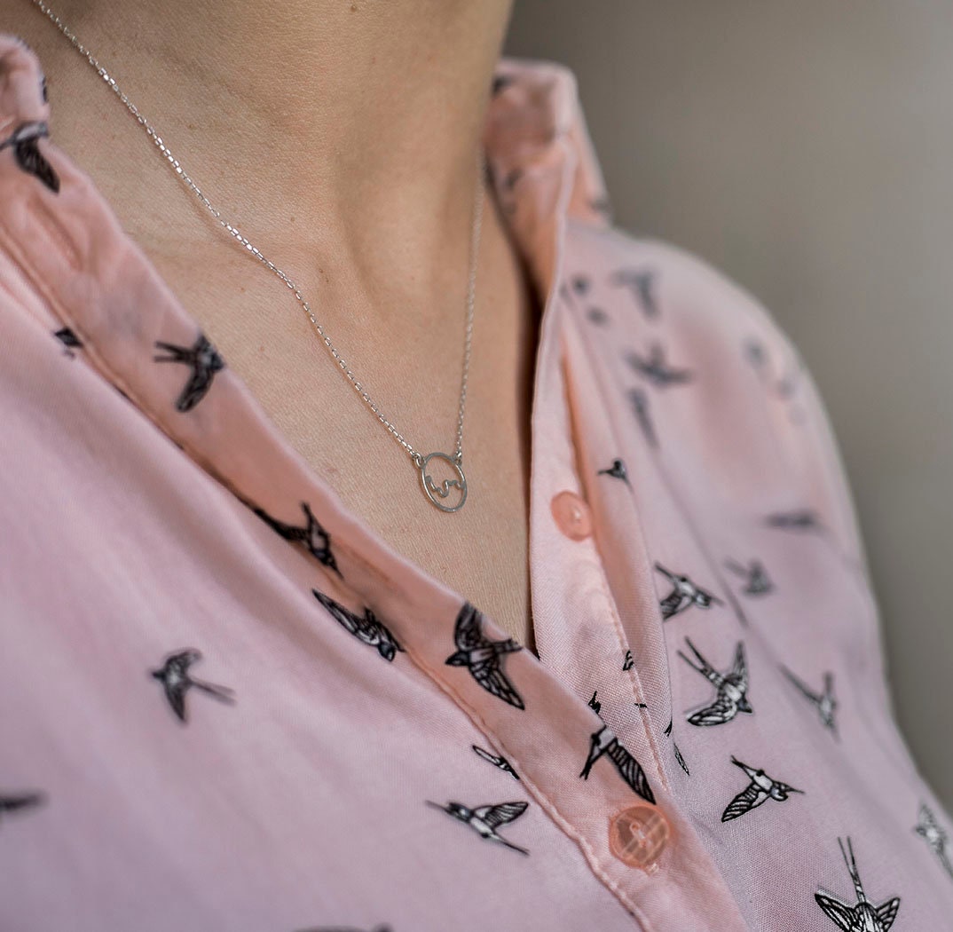 SILVER necklace. Tiny CIRCLE necklace. Small Geometric Sterling Silver pendant.