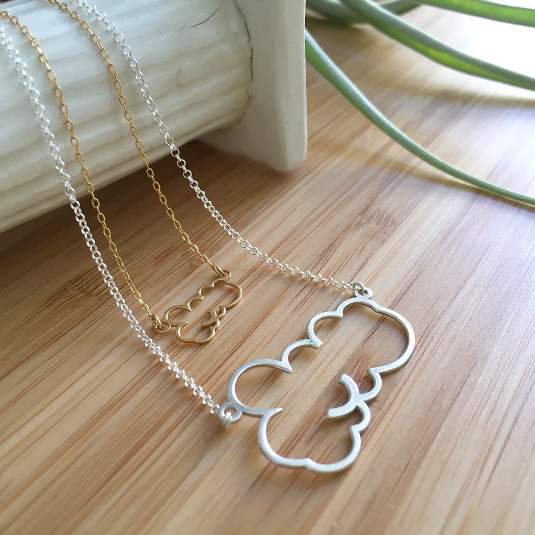 GOLD. Tiny CLOUD. Gold plated Silver. Casual design. Cloud necklace for everyday.
