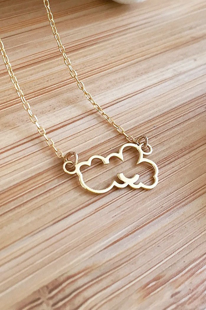 GOLD. Tiny CLOUD. Gold plated Silver. Casual design. Cloud necklace for everyday.