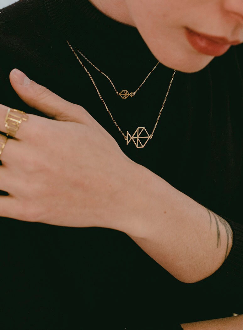 GOLD. Tiny Minimal handmade FISH necklace. Gold plated Silver. Small fish pendant.