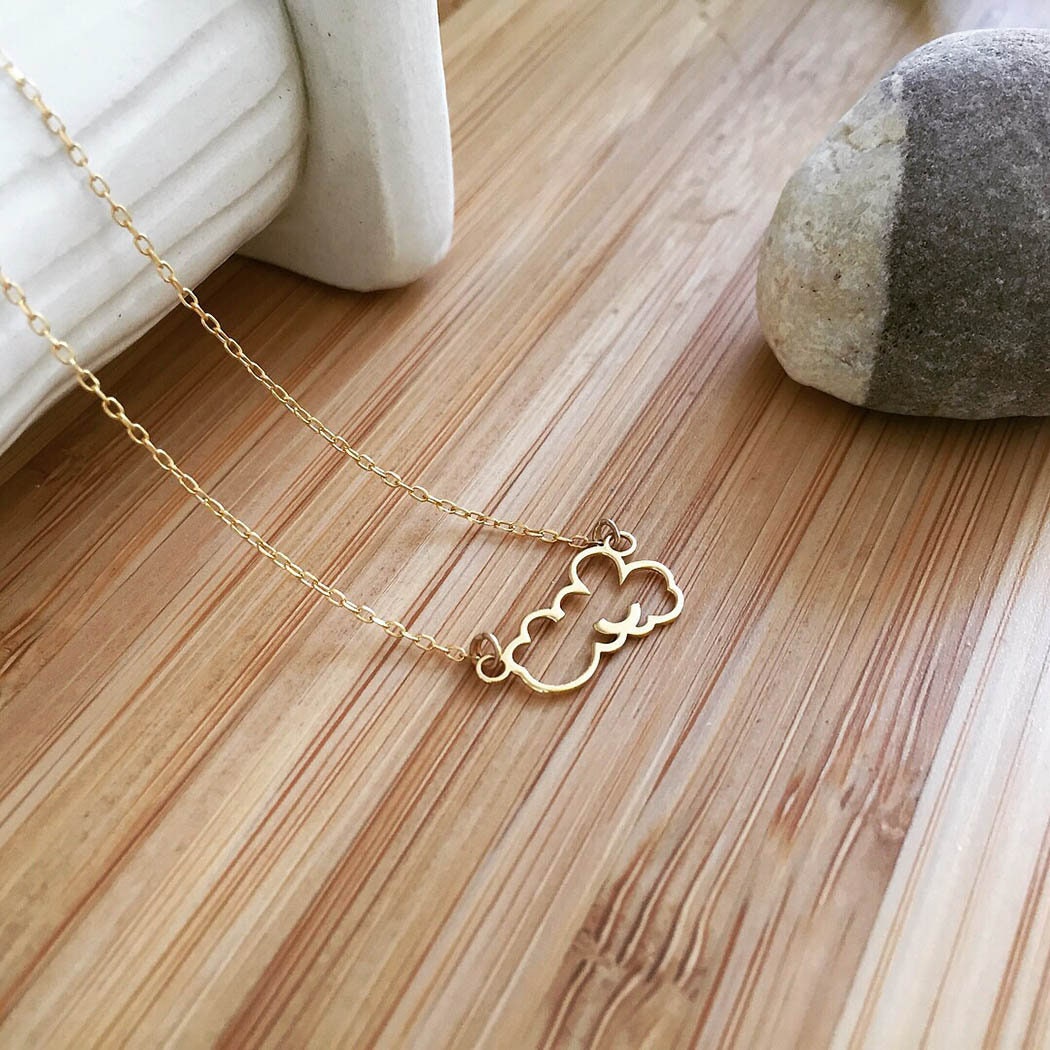 GOLD. Tiny CLOUD. Gold plated Silver. Casual design. Cloud necklace for everyday.