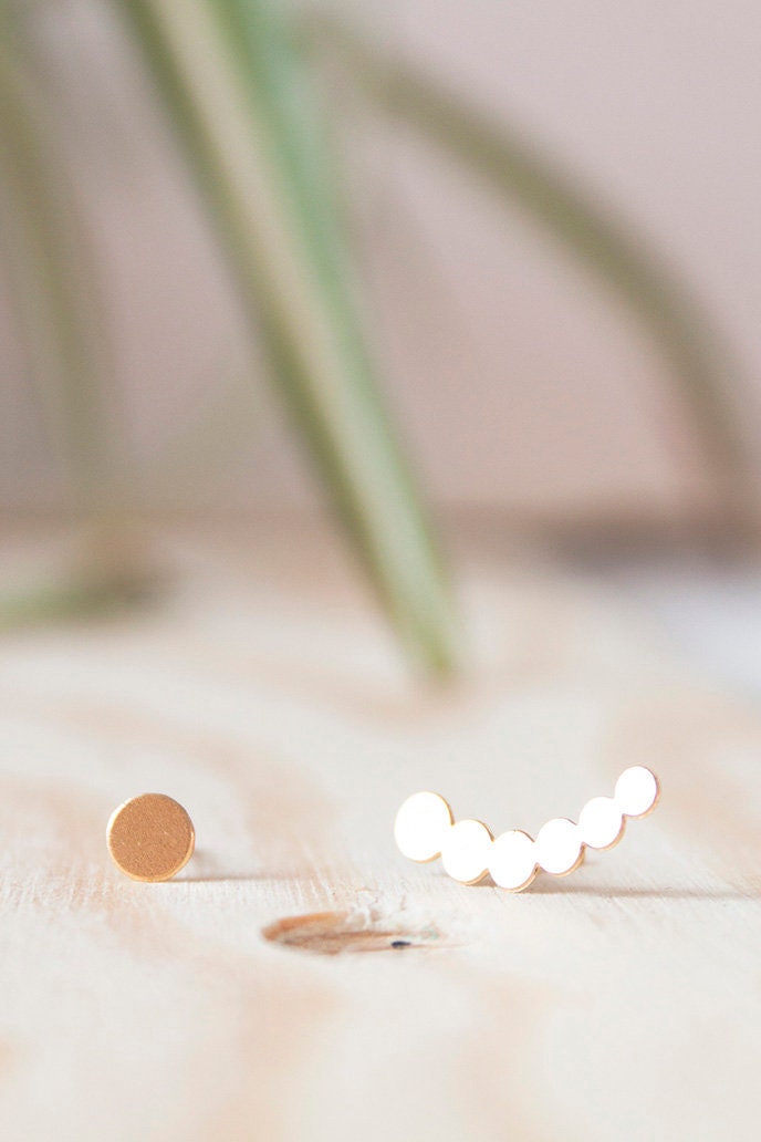 GOLD plated Silver Ear Climber Earrings - Ear Climbers - Silver Earrings - Ear Crawlers - minimalistic - Long Earrings gold plated