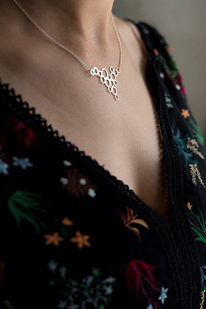 SILVER necklace BUBBLES.Sterling Silver 925. Delicate and elegant piece perfect for gifts.