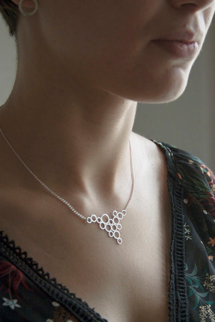SILVER necklace BUBBLES.Sterling Silver 925. Delicate and elegant piece perfect for gifts.