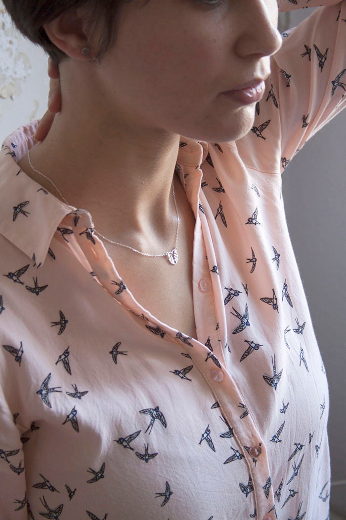 SILVER necklace. Tiny MONSTERA. Sterling Silver 925. Delicate and elegant piece perfect for gifts.