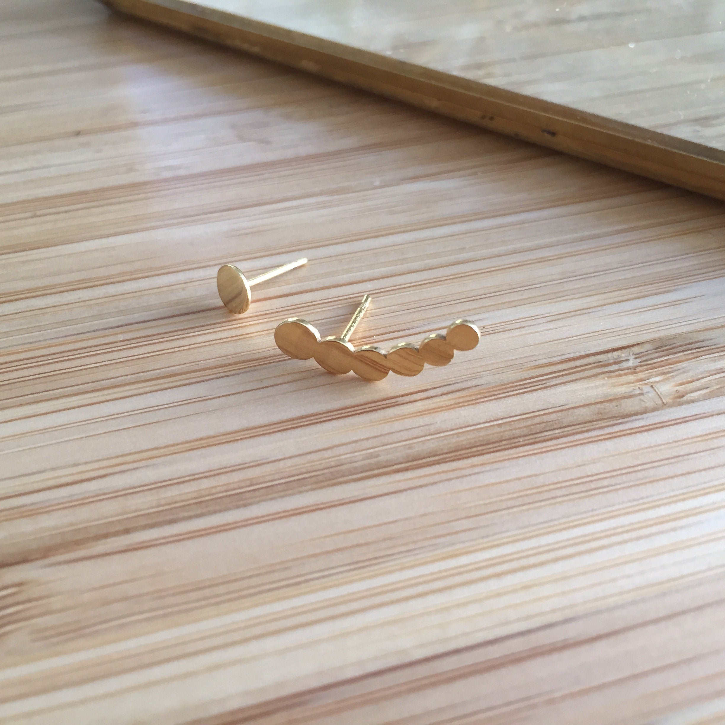 GOLD plated Silver Ear Climber Earrings - Ear Climbers - Silver Earrings - Ear Crawlers - minimalistic - Long Earrings gold plated