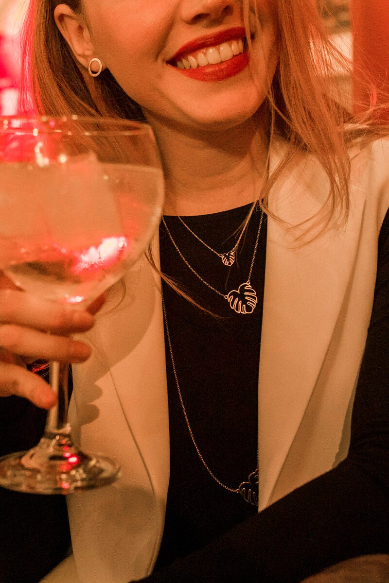 GOLD. Tiny MONSTERA. Gold plated Silver. Small plant leaf pendant. Monstera or Adams Rib piece.