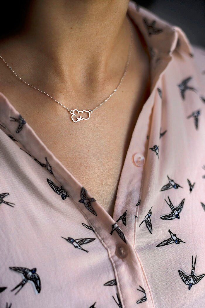 GOLD. Tiny CLOUD. Gold plated Silver. Casual design. Cloud necklace for everyday.