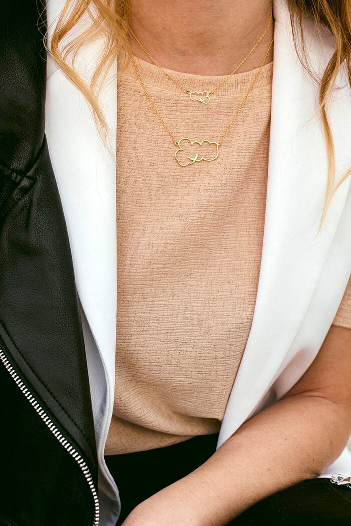 GOLD. Tiny CLOUD. Gold plated Silver. Casual design. Cloud necklace for everyday.